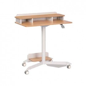 ZENO-Z (Maple Grain Finish) Sit Stand Desks With Shelving