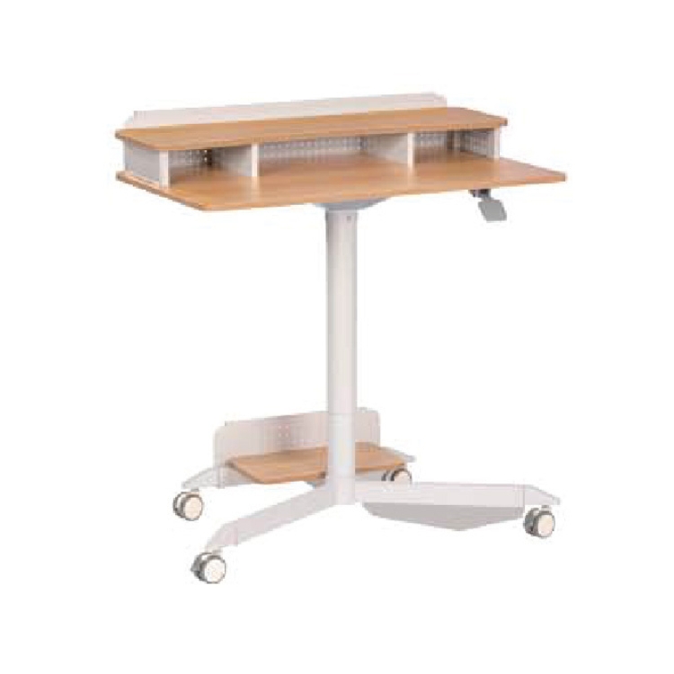 ZENO-Z (Maple Grain Finish) Sit Stand Desks With Shelving