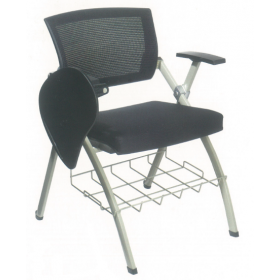 Foldable Black Office Chair with rack and writing pad