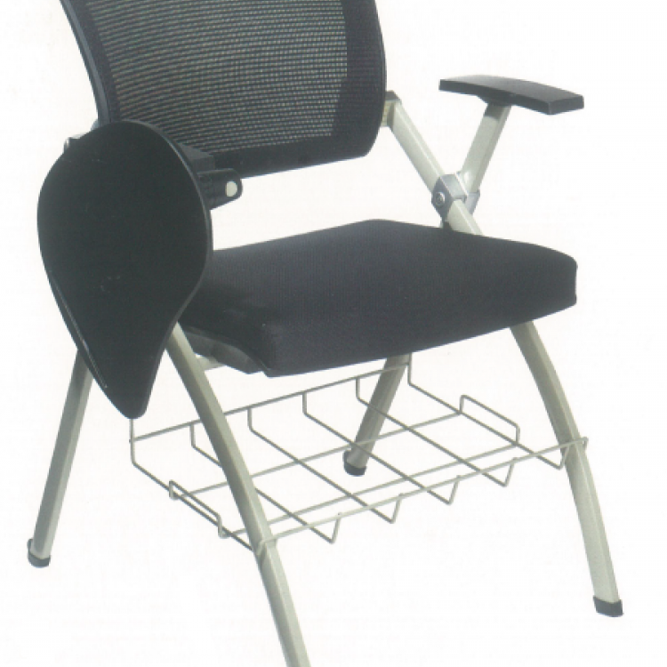 Foldable Black Office Chair with rack and writing pad