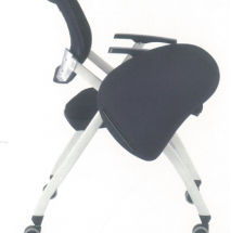 Foldable Black Office Chair with wheels and writing pad