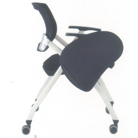 Foldable Black Office Chair with wheels and writing pad