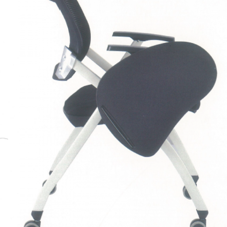 Foldable Black Office Chair with wheels and writing pad